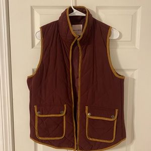 Maroon & Camel Brown Puffer Vest